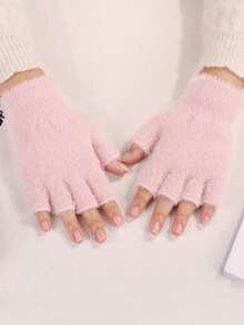 1 Pair/2 Pairs/3 Pairs Fashion Soft Plush Warm Fingerless Gloves For Women, Thickened Cold-Proof Touchscreen Gloves Suitable For Outdoor Cycling, Sports, Wear In Winter Halloween - Multicolor - View 10