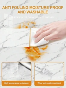 1pc White Marble Patterned Kitchen Oil-Proof Sticker, High Temperature Resistant, Waterproof, Moisture-Proof, Anti-Mildew, Self-Adhesive Wallpaper For Stove, Tile Wall, Cabinet, Tabletop Renovation, Marble-Like Film, Stickers, Wall Decal Room Decor Home Decor Living Room Decor House Decor Wall Paper Wallpapers Kitchen Decor Wall Art Kitchen Accessories Kitchen Items Wall Decor Wall Stickers Wall Sticker Wallpaper Stickers Wall Bedroom Decor