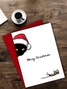 1pc Christmas Greeting Card With Envelope, Fun Christmas Card - Suitable As Christmas Gift For Friends, Family Or Colleagues
