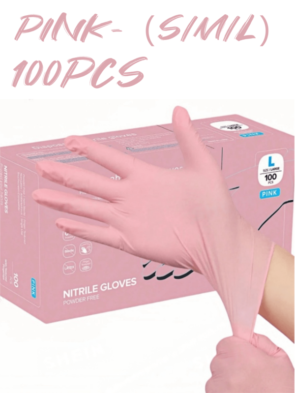 Rosa puderfreie Nitrilhandschuhe, strapazierfähige Haushaltsreinigungshandschuhe, latexfrei, wasserdicht, antistatisch, Mehrzweckhandschuhe, latexfrei, aus Leinen hergestellt, geeignet für Haarfärbung, Schönheitssalons, Küche, Kochen, Malen, Basteln, Haushaltsreinigung, Küche, Bad, Wohndekor, Geschenke und Partyfavoren. Erhältlich in den Größen S, M und L.