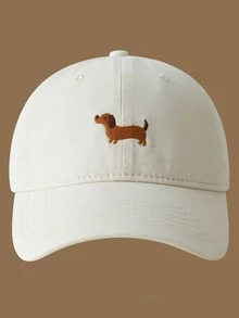 1 szt. Czapka baseballowa z haftowanym motywem psa, regulowana, odpowiednia na każdą porę roku