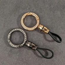 1pc Rhinestone Car Key Chain, Car Key Ring, Key Chain - Alloy Spring Clip Anti-Lost Key Pendant, Casual Metal Keyring, Unisex Convenient, Black, Key Holder | Fashionable Keychain | Metal Material.