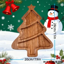 Christmas Tree Shaped Wooden Serving Platter, Creative Wooden Plate For Fruit, Bread, Steak, Pizza And Desserts, Candy Tray, Wooden Christmas Tree Tray, Holiday Decor, Holiday Home Accents, Holiday Tableware, Christmas Decoration, Christmas Gift, Christmas, New Year Gift
