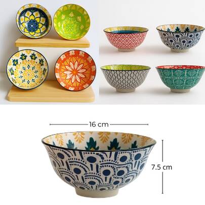Set 4 Bowl Tazón Pozolero De Cerámica Vintage Tipo Talavera