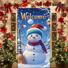 1 pièce de cadre de porte style Noël 2D plat, facile à installer et à retirer, résistant aux taches et facile à nettoyer. Décoration de Noël, toile de fond pour photobooth de Noël - Décoration polyvalente pour fête et événement intérieur/extérieur - Polyester, sans électricité requise, idéal pour la décoration de Noël