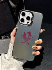 1 pieza Funda protectora de teléfono de piel de oveja gris suave, resistente a huellas dactilares y con absorción de golpes, compatible con iPhone11/12/13/14/15/16/16e, /Galaxy/Redmi/OPPO/Vivo/Infinix, diseño de pasaporte de Qatar, Oriente Medio