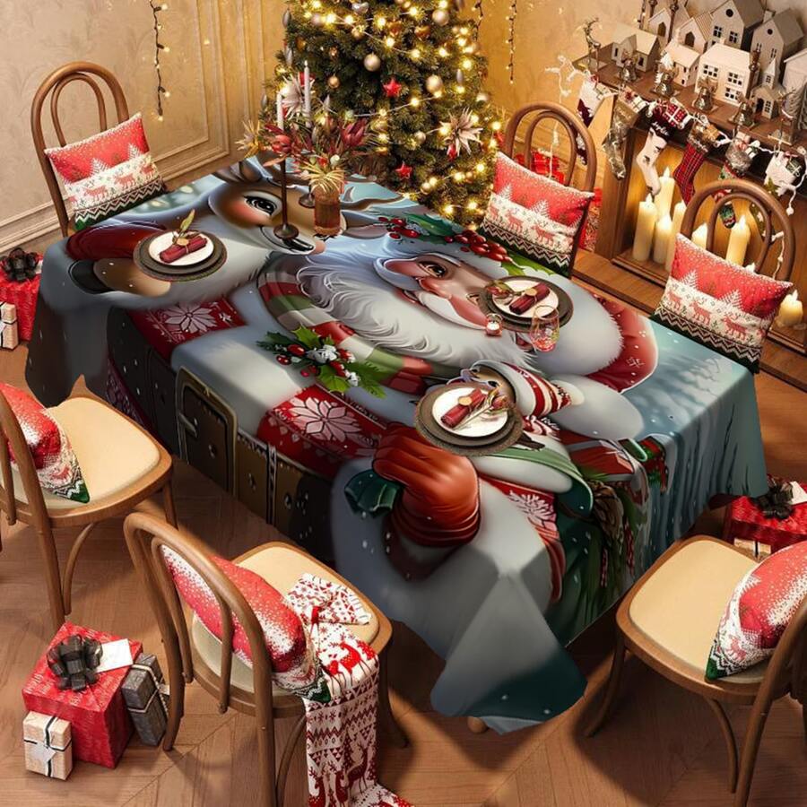 Bộ 20 khăn trải bàn Giáng sinh, họa tiết Ông già Noel, Tuần lộc và Quả mọng - Chất liệu bền, sản xuất bằng máy, hoàn hảo cho bữa ăn ngày lễ, tiệc tùng và trang trí nhà cửa, quà tặng Giáng sinh và lễ đón năm mới, trang trí bàn Giáng sinh. - Nhiều màu - Xem 1