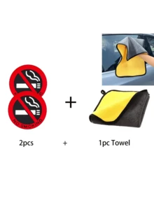 禁止吸烟圆形红色标志汽车贴纸，出租车、窗户、门和汽车内饰禁止吸烟提醒贴花，汽车配件，汽车用品，汽车装饰 - 彩色 - 查看 10