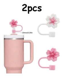 4pcs/8pcs Floral Decorative, Dust-Proof Drinking Straws Covers, Silicone Caps For Water Bottles, Reusable Straw Covers For Gifts, Parties, Home & Party Decor, Back To School Supplies