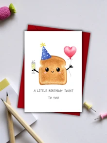1 tấm thiệp chúc mừng bánh mì | Thiệp chúc mừng sinh nhật vui nhộn | Thiệp sinh nhật | Thiệp "MỘT CHÚC MỪNG SINH NHẬT NHỎ CHO BẠN" - Thiệp sinh nhật tuyệt vời nhất dành cho con trai/con gái/bạn bè của bạn - Nhiều màu - Xem 7