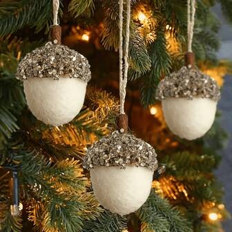 3pcs Pine Cone Felt Ball Hanging Ornaments, Christmas Tree Hanging Ball Decorations, Suitable For Christmas Holiday Party Decor