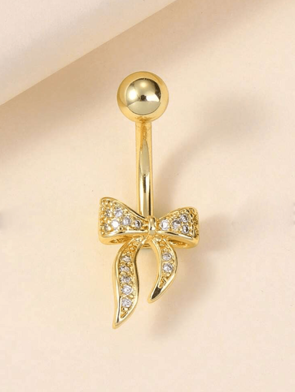 1pc Women's Fashionable Belly Button Ring With Bow Tie Design, Sexy Navel Piercing For Daily Wear