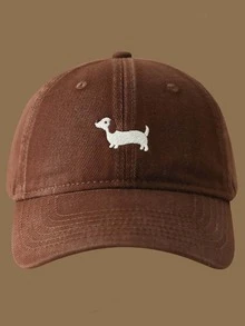 1 szt. Czapka baseballowa z haftowanym motywem psa, regulowana, odpowiednia na każdą porę roku