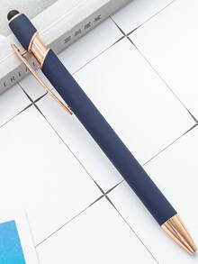 1/5/10/20/36pcs Customized Text/Logo Personalized Luxury Soft Touch Rose Gold Elegant Custom Rubber Stylus Ballpoint Pen, Aluminum Barrel Ballpoint Pen, Perfect Gift For Bridesmaids, Women, Kids, Students, Teachers, Family And Friends