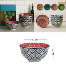 Set De 4 Bowl Tazón Sopero De Cerámica Vintage Tipo Talavera - Negro - Ver 6