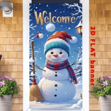 1 pièce de cadre de porte style Noël 2D plat, facile à installer et à retirer, résistant aux taches et facile à nettoyer. Décoration de Noël, toile de fond pour photobooth de Noël - Décoration polyvalente pour fête et événement intérieur/extérieur - Polyester, sans électricité requise, idéal pour la décoration de Noël