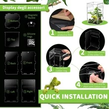 1pc Transparent Acrylic Reptile Feeding Box, Acrylic Reptile Container Shell, Insect Breeding Box Reptile Habitat Container, Suitable For Invertebrates, Ants, Spiders, Crickets, Scorpions, Lizards, Geckos