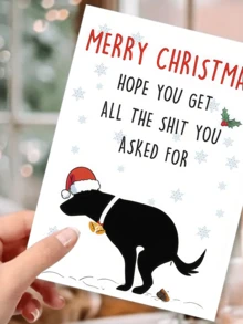 1 set Kartu Natal Anjing Lucu dengan Amplop - Sempurna untuk Pria & Wanita, Ucapan Selamat Liburan yang Menggemaskan untuk Orang Tua, Saudara, Teman - Satu-Ukuran - View 3