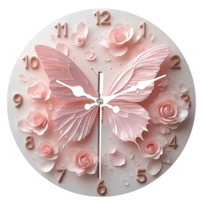 1 Pc 10 Inch/12 Inch Pink Butterfly Wall Clock - Silent Battery Operated Round Clock With Charming Butterfly Design, Perfect For Home, Cafe, Kitchen, Bathroom, Bedroom, Etc. (Batteries Not Included), Butterfly Clock Home Decor Room Decor