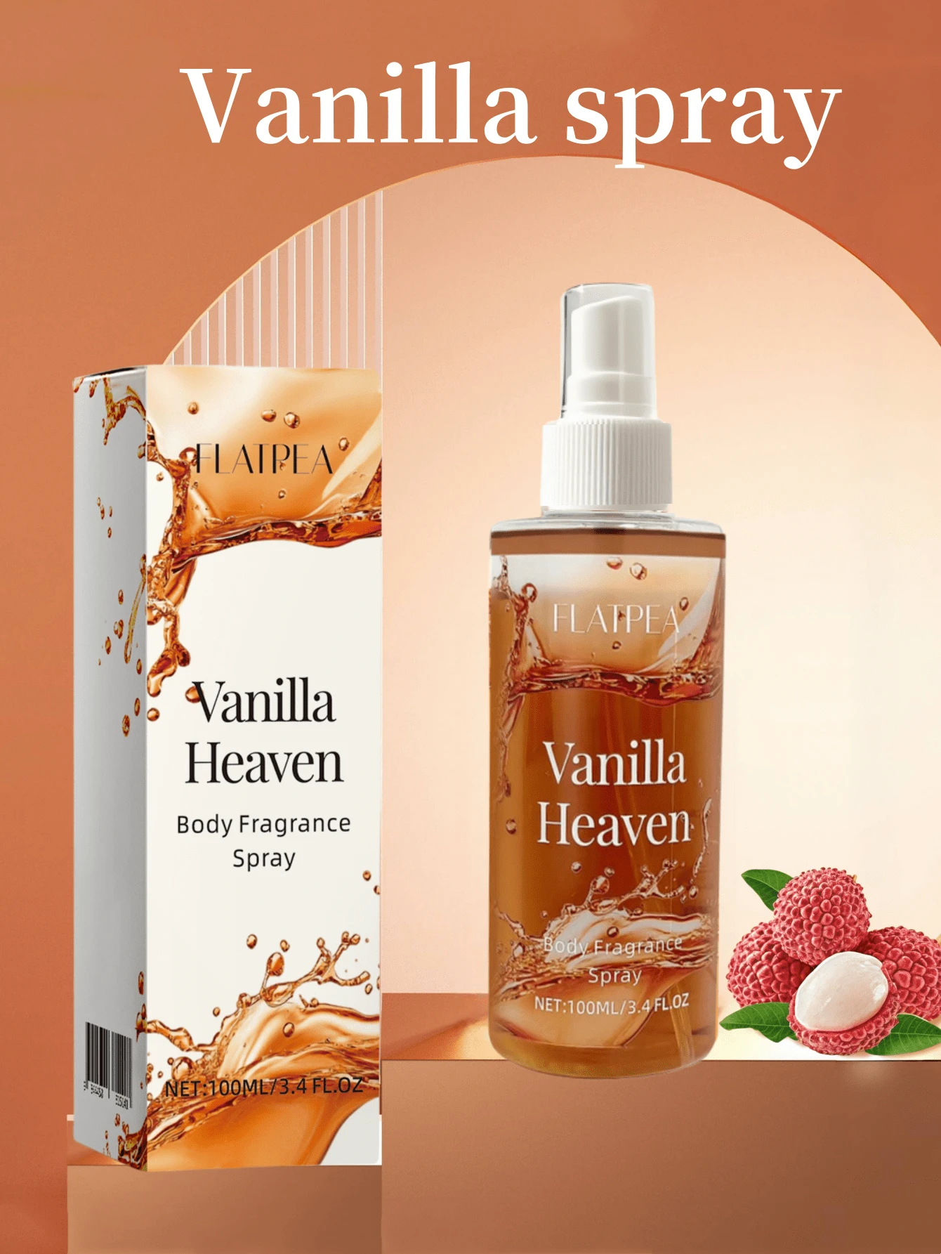3.4 液量盎司女士香水喷雾，奶油香草焦糖香味，持久淡淡的香味，不含酒精的身体和头发喷雾，是送给女性的理想礼物，适合日常、度假、派对