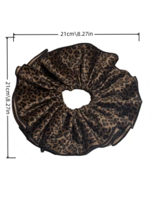 1 szt. Jesienna/zimowa nowa zamszowa gumka do włosów, bardzo duża, dwuwarstwowa, vintage'owa gumka do włosów z nadrukiem w panterkę, wysokiej jakości akcesorium do włosów dla kobiet, gumki do włosów