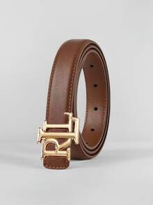 1pc New Letter Smooth Buckle 2.5cm Wide Women's Belt, Classic Fashion Personalized Design, Versatile Match With Jeans, Great Mother's Day Gift (In-Stock With No Defects)