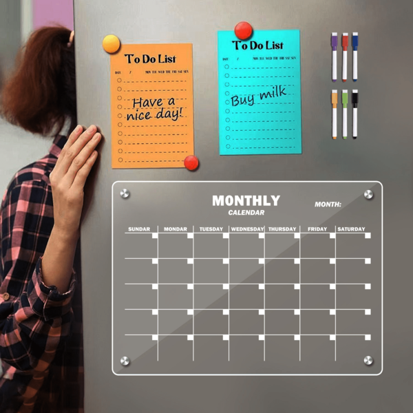 Magnetic Acrylic Monthly Planner Message Board Writing Board Erasable Magnetic Refrigerator Magnet