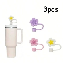 4pcs/8pcs Floral Decorative, Dust-Proof Drinking Straws Covers, Silicone Caps For Water Bottles, Reusable Straw Covers For Gifts, Parties, Home & Party Decor, Back To School Supplies