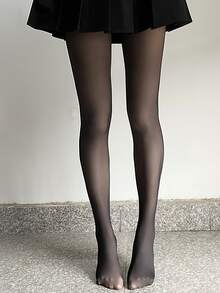 1 Pair Women's Opaque Tights, Warm Leggings, Sheer Hosiery For Daily Wear And Dates, Suitable For Plus Size - Black - View 9