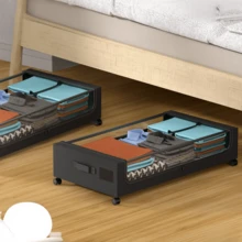 Almacenamiento para Cama, 2pcs Contenedores de Almacenamiento Debajo de La Cama con Ruedas, Zapatera Bajo Cama para Ropa, Mantas, Juguetes, Zapatos y Libros - Negro2 - Ver 1