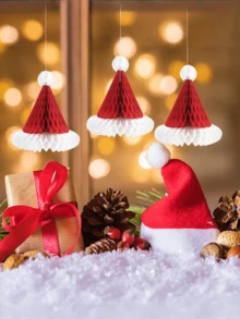 Neue Weihnachtsdekoration Wabenförmige Hüte, Mottoparty-Event Hängedekoration Wabenförmige Weihnachtshüte, Weihnachts-Origami-Dekorationsszene Requisiten, Feiertags-Atmosphäre für Einkaufszentren, Schulen und Geschäfte.
