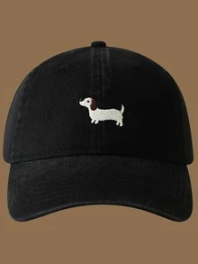 1 szt. Czapka baseballowa z haftowanym motywem psa, regulowana, odpowiednia na każdą porę roku