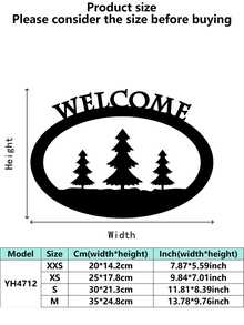 1 件简约金属欢迎标志，自然风格线条设计，多功能实用，欢迎主题 - 适合圣诞节、感恩节、万圣节、乔迁、盛大开业、生日庆祝、庭院、入口、露台、花园、秋季、冬季 - 彩色 - 查看 3