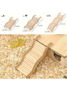 Đồ chơi bằng gỗ chủ đề bãi biển dành cho chuột hamster - Cầu thang lượn sóng và thang leo mềm mại, thích hợp cho thú cưng nhỏ, cầu và hàng rào bằng gỗ tự nhiên, có thể dùng để trang trí lồng (Làm thủ công từ gỗ tự nhiên) - Màu be - Xem 3