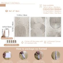 3 قطع / مجموعة لوحة فنية حديثة، مجموعة فن قماشي مجرد - ديكور جداري أنيق باللون الأبيض والرمادي، درجات لونية أرضية، محايد، فن زن، خطوط هندسية، ريفي، أسلوب حديقة زن، مؤطر أو غير مؤطر، ديكور غرفة، ديكور المنزل، ديكور شقة الطالب الجامعي، هدايا لديكور الجدران في الفندق، المنزل، غرفة المعيشة، غرفة النوم، الحمام والمكتب