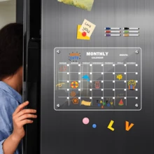 磁性亚克力月度计划留言板书写板可擦除磁性冰箱贴 - 彩色 - 查看 5