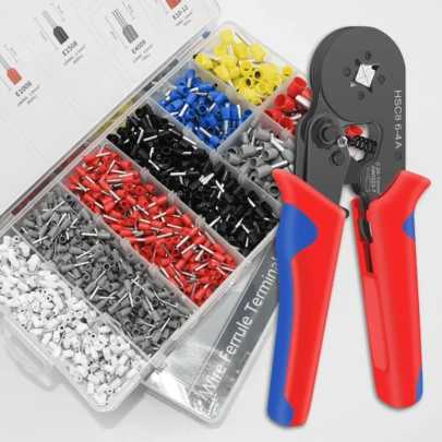 Professional Ratchet Crimping Pliers Set, Crimping Tool HSC8 6-4/6-6, Electrician's Crimping Pliers, Suitable For Wire End Ferrule Terminals, Circuit Repair, Ferrule Crimping Tool Set, Tubular Crimping Pliers For Wire Ferrule Connectors, Wire Ferrule Crimping Kit