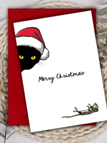 1pc Christmas Greeting Card With Envelope, Fun Christmas Card - Suitable As Christmas Gift For Friends, Family Or Colleagues
