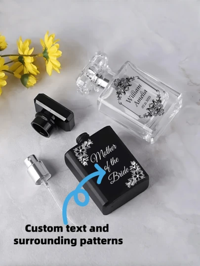 1pc Personalized Wedding Perfume Bottle - Engraved With The Bride's Name And Date, Elegant Flower Spray Bottle With Narrow Mouth Design - Reusable Glass Spray Bottle, Bridal Gift, Wedding Souvenir, Essential Oil Specialized - Gift For The Bride's Mother - PVC-Free Material For Easy Cleaning, High-Quality Design, PVC-Free Material, Convenient To Clean