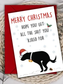 1 set Kartu Natal Anjing Lucu dengan Amplop - Sempurna untuk Pria & Wanita, Ucapan Selamat Liburan yang Menggemaskan untuk Orang Tua, Saudara, Teman - Satu-Ukuran - View 4