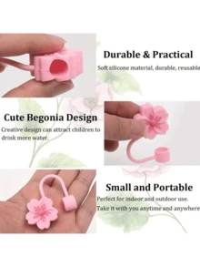 4pcs/8pcs Floral Decorative, Dust-Proof Drinking Straws Covers, Silicone Caps For Water Bottles, Reusable Straw Covers For Gifts, Parties, Home & Party Decor, Back To School Supplies