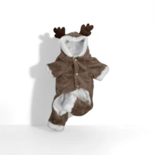 4 腿加厚圣诞宠物服装，羊毛纽扣闭合狗/猫服装，适合秋冬季，泰迪 - 棕色 - 查看 8