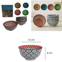 Set De 4 Bowl Tazón Sopero De Cerámica Vintage Tipo Talavera - Negro - Ver 5