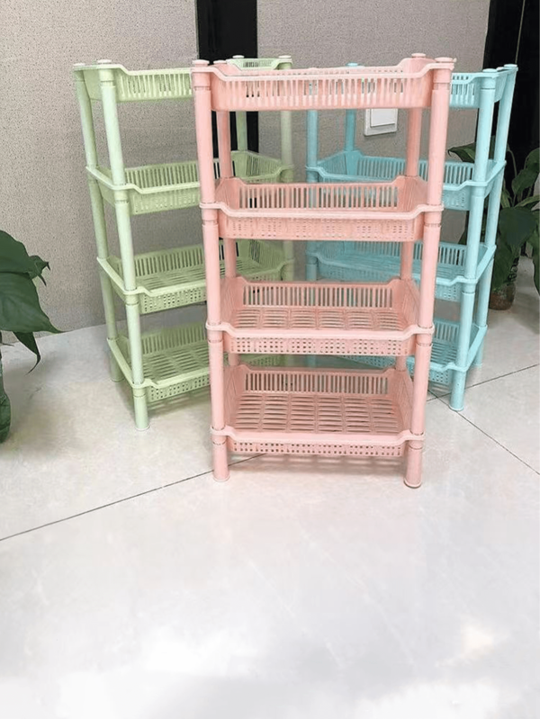 Estantería de plástico reforzado de 4 niveles - Organizador de almacenamiento de baño para toallas y talla grande