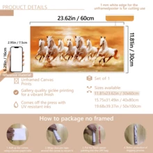 1 件复古墙面艺术海报，大型奔腾骏马帆布墙面艺术 - 防水无味，适合客厅、卧室、办公室、酒吧的精美墙面装饰，带框或不带框，房间装饰，家居装饰，大学宿舍公寓装饰，酒店、家居、客厅、卧室、浴室和办公室墙面装饰的礼物 - 彩色 - 查看 11