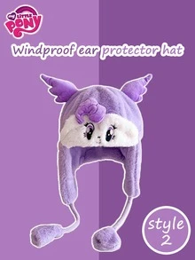 MY LITTLE PONY 1pc My Little Pony Hat For Girls, Autumn And Winter Children's Earmuffs, Windproof, Thick And Warm, Cute Plush Hat For Boys And Girls, Cute Surprise Gift, Cute Anime Style, Home Use, Party Supplies, Gift Giving, Suitable For Valentine's Day, Birthday Decorations And Gifts, Christmas Gifts For Friends, Gifts, Decorations, Home Decor, Perfect Gift For Young People During Birthdays, Christmas