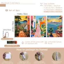 3 قطع/مجموعة طباعة كنفاس، لوحة زخرفية حديثة، ملصق ريو دي جانيرو، طباعة الأزهار البرازيلية القديمة، فن الحائط الأصلي، منظر طبيعي ملون، ملصق سفر رجعي، مع إطار أو بدونه، ديكور الغرفة، ديكور المنزل، ديكور شقة الكلية، هدايا لزينة الحائط في الفندق والمنزل والغرفة المعيشية والنوم والحمام والمكتب