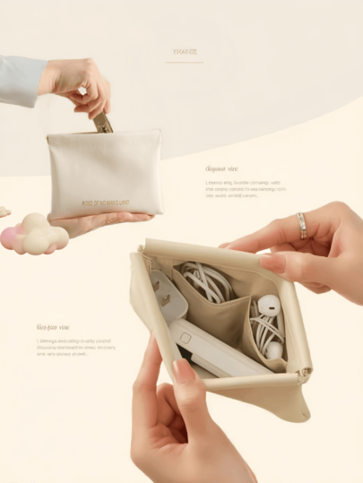 1 Automatic - Closing Digital Bag, Earphone Storage Bag, Coin Purse, Mini Portable Lipstick Makeup Bag Travel Essentials Charger Case Digital Camera Accessories Cable Organizer Electronic Organizer Waterproof For Travel For Tech For Women For Men