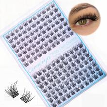 Short Lash Clusters, Wispy C Curl, 10-12MM, Individual Eyelashes, Natural Cluster Eyelash Extensions, Natural Looking, 154PCS - 霧面黑色 - 查看 1
