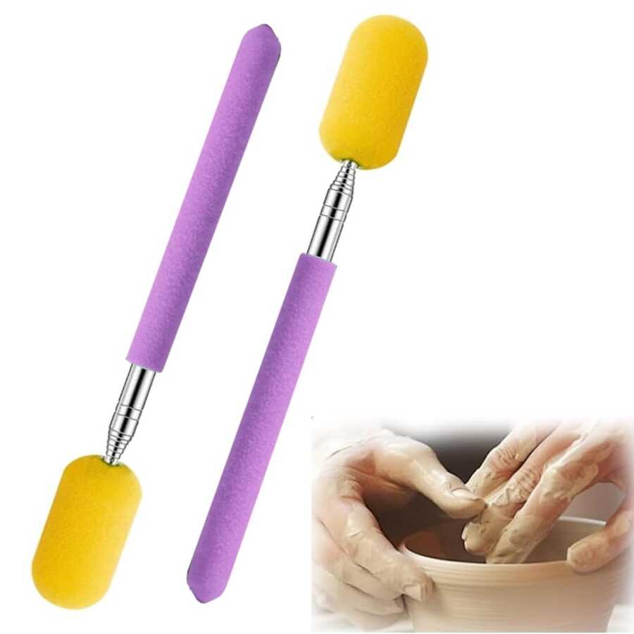 2 Pcs Telescoping Pottery Sponge Ceramic Shaping Tools, Equipped With High-Density Absorbent Sponge, Ceramic Tool Kits